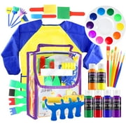 HOMKARE Kids Washable Paint Brushes Set Bundle with Washable Finger Paints 31 Pieces 6 Colors Assorted Painting Drawing Tools for Kids Toddlers and Paint Sponges Brushes